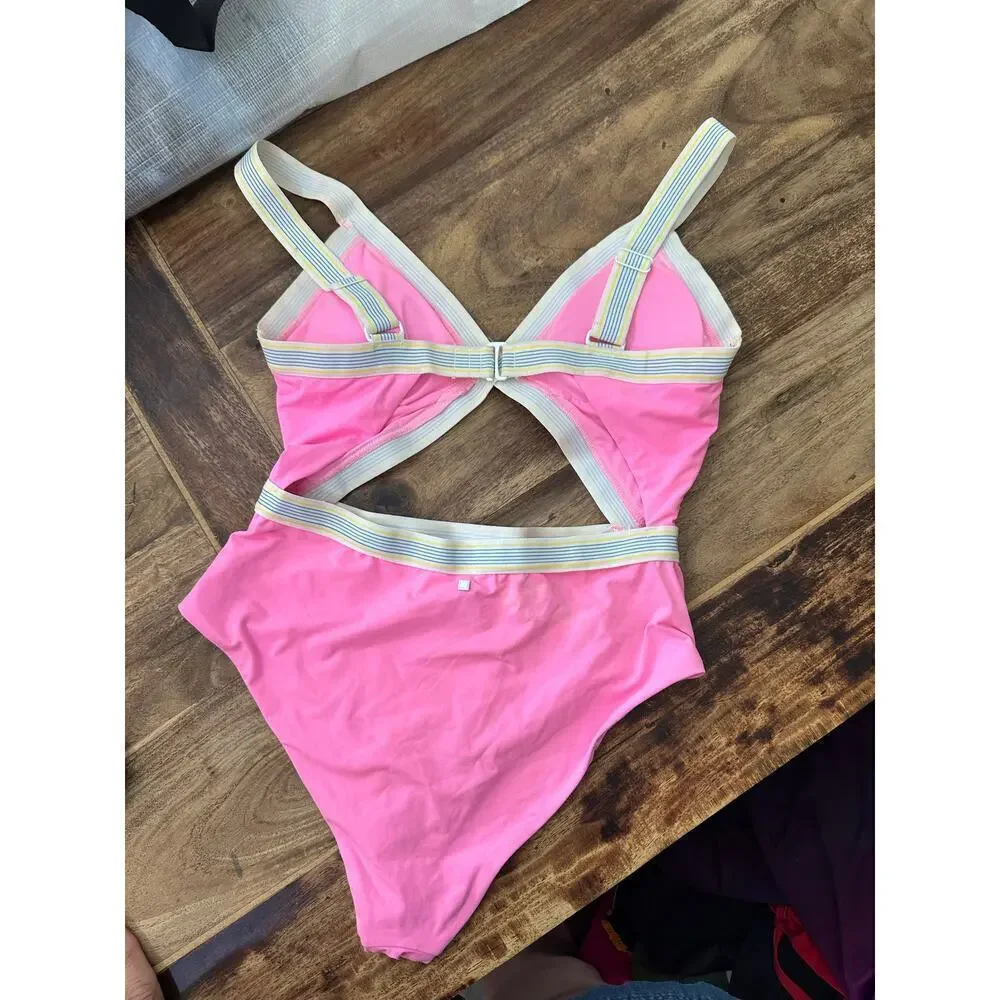 Dolce Vita Women's Pink Blue Blaire One Piece Swimsuit Size Medium